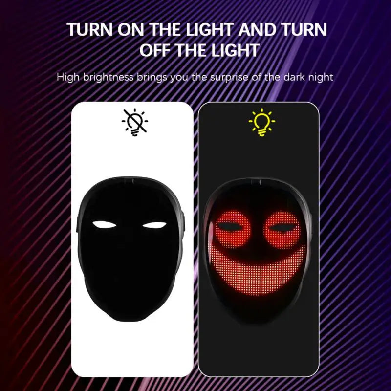 Bluetooth APP Control Smart LED Face Masks Programmable Change Face DIY Photoes For Party Display LED Light Mask For Halloween